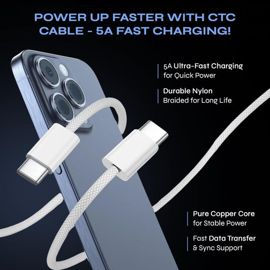 USB-C to USB-C Cable 6ft, 60W Fast Charging Braided Type-C Cord